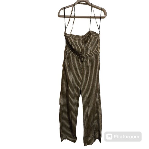 Fashion On Earth Wide Leg Linen/Cotton Jumpsuit‎ Women's Size Medium Gray - Picture 1 of 6